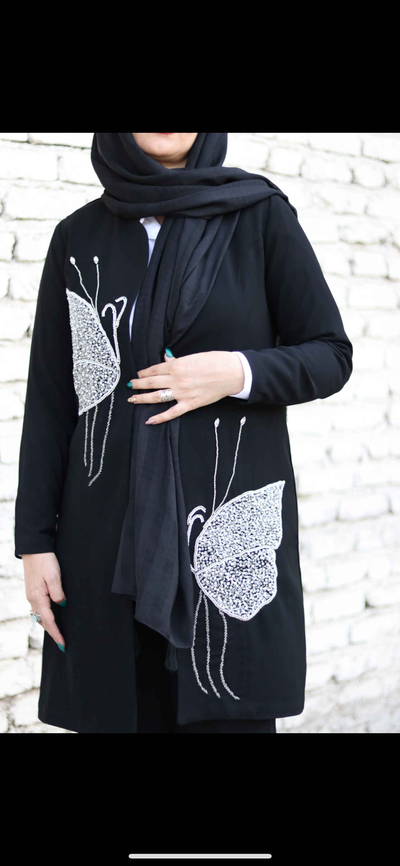 مانتوکرپ جواهردوزی طرح پروانه