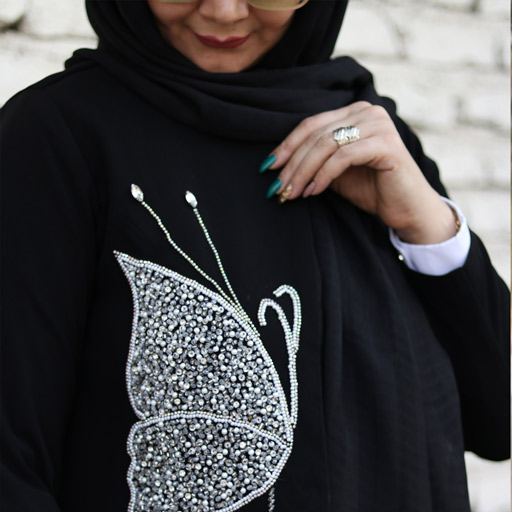 مانتوکرپ جواهردوزی طرح پروانه