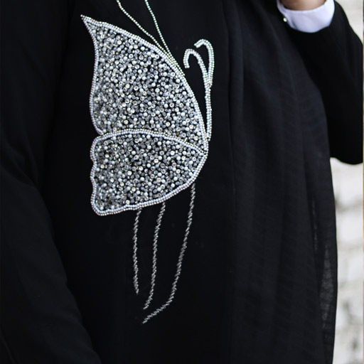 مانتوکرپ جواهردوزی طرح پروانه - Thumbnail 1